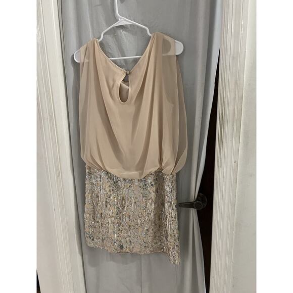 Aidan Aidan Matrix Blush Sequined Blouson Cocktail Dress Sz 10 - Picture 4 of 6